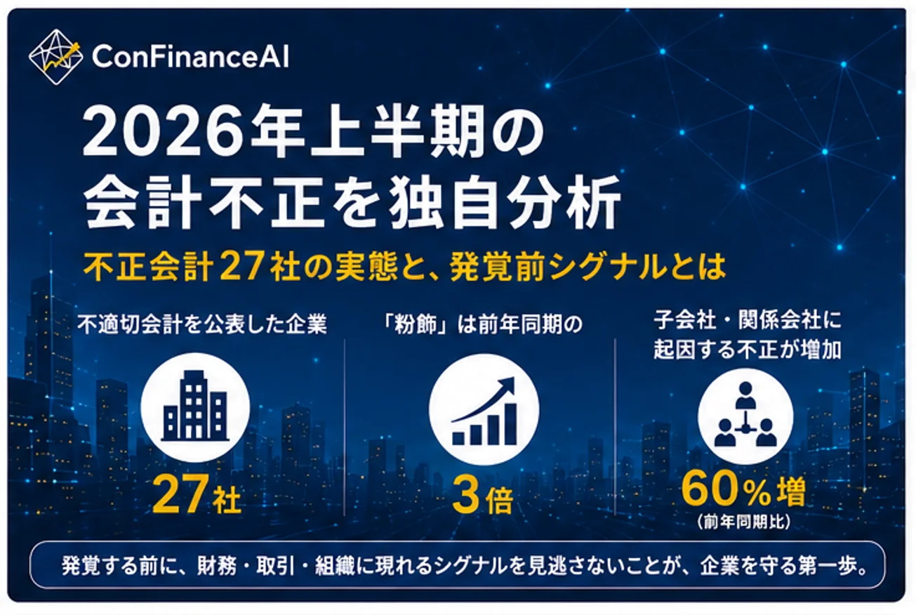 2026年上半期の会計不正を独自分析。不適切会計27社の実態と、発覚前シグナルとは